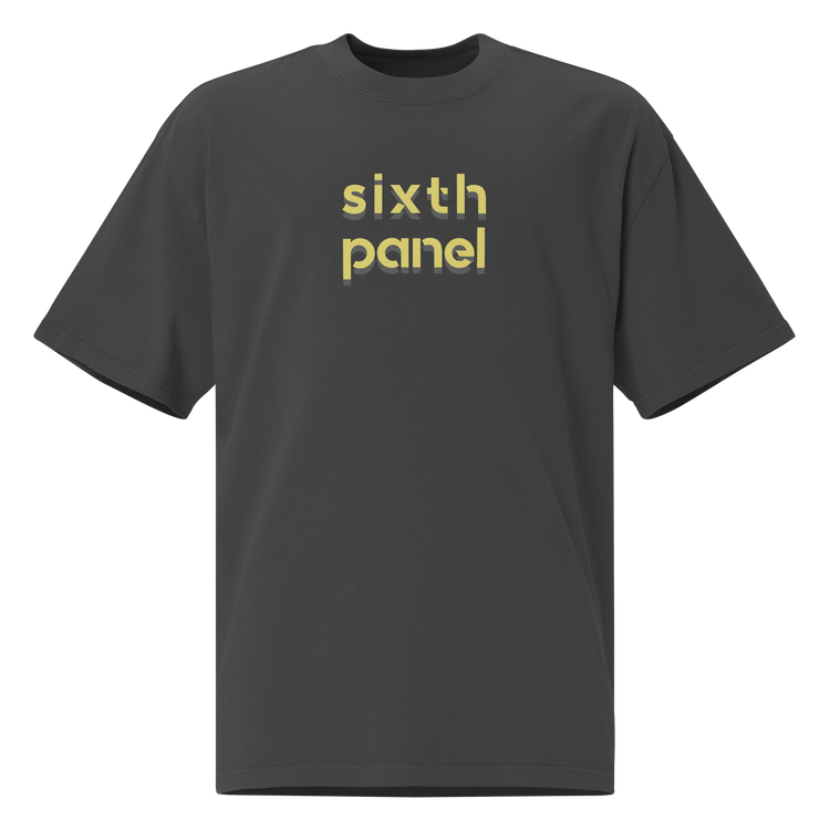 6th Panel Gold Stack Staple Tee, faded black, front