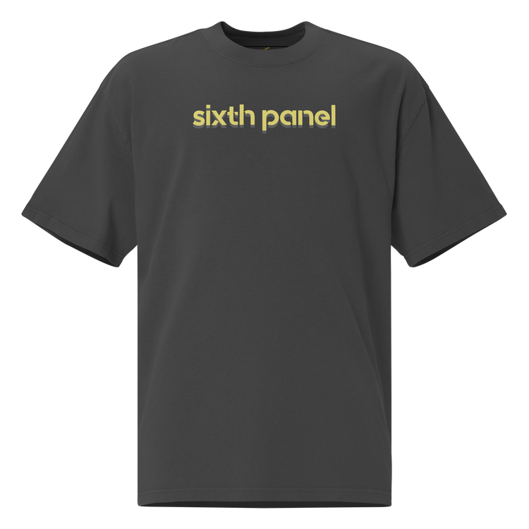 6th Panel Gold Staple Tee, faded black, front