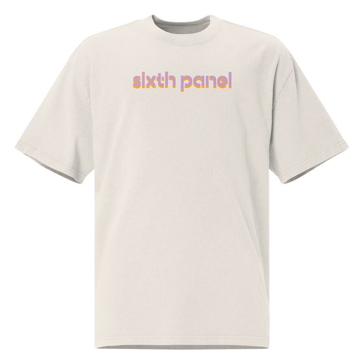 6th Panel Purple Staple Tee, faded bone, front