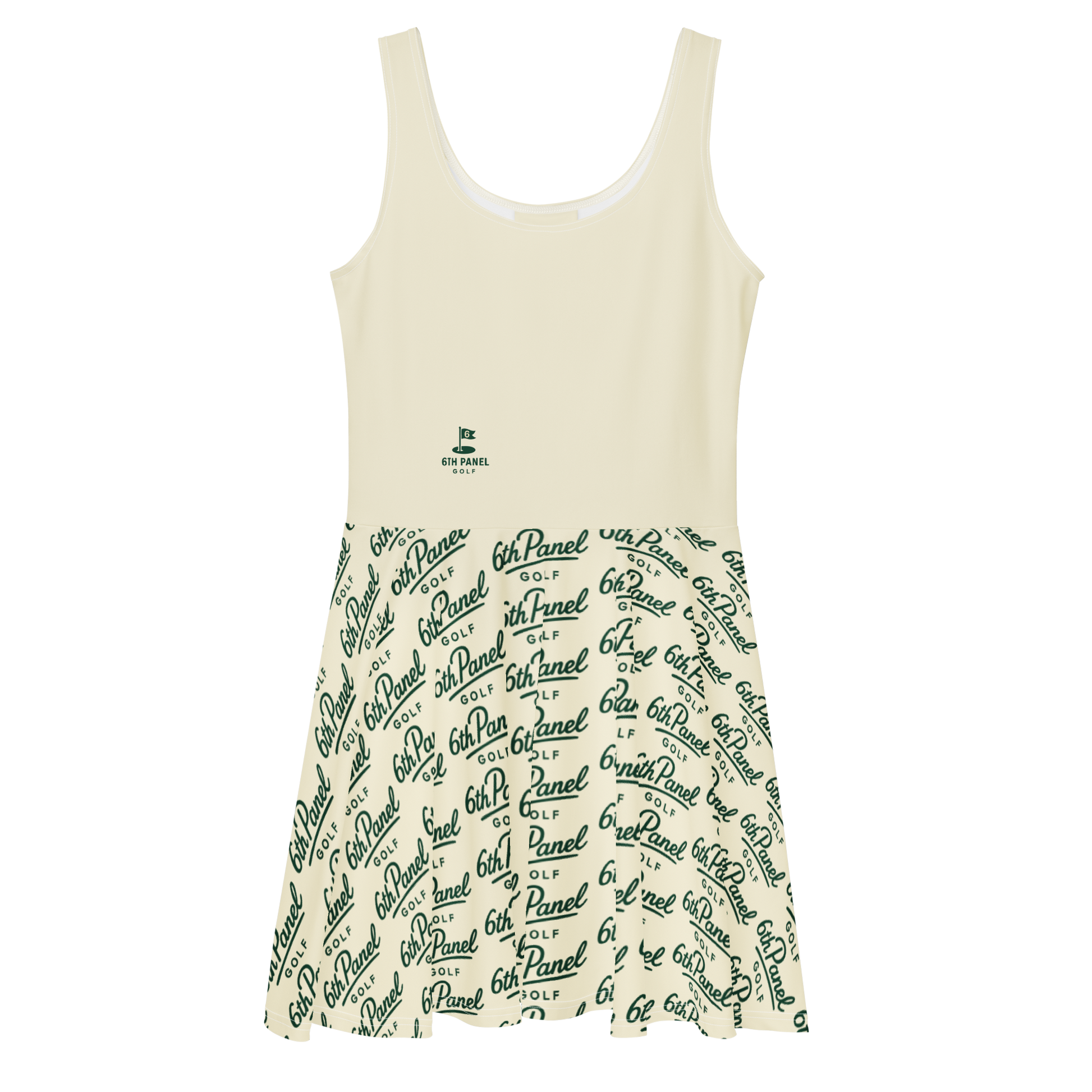 6th Panel Golf Dress with smooth stretch fabric and flared mid-thigh skirt