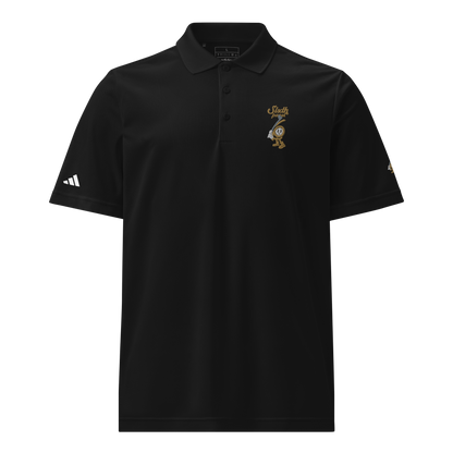 6th Panel Golf Panel Polo in black performance fabric with athletic fit for golf and casual wear