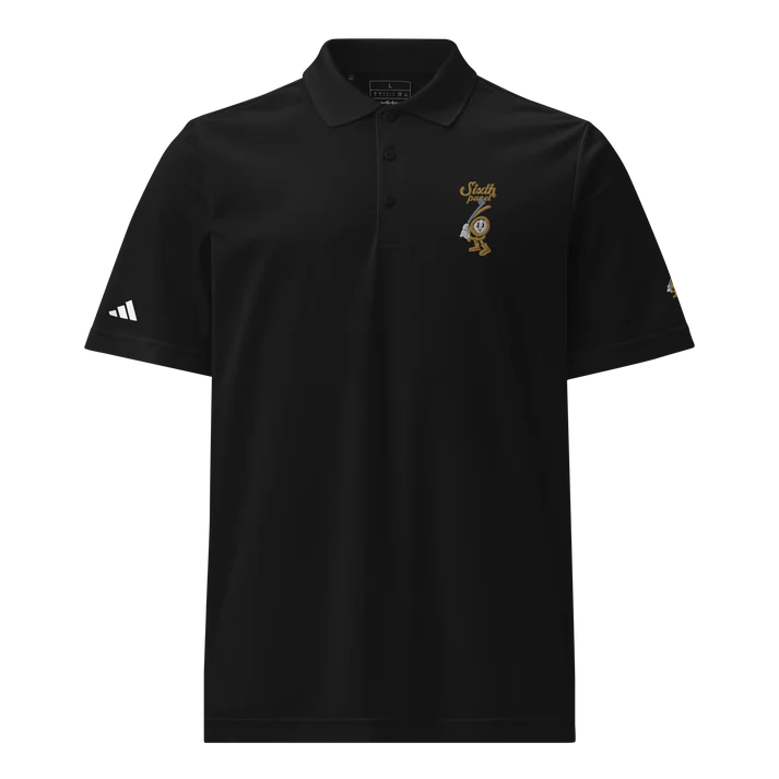 6th Panel Golf Panel Polo in black performance fabric with athletic fit for golf and casual wear
