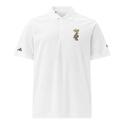 6th Panel Golf Panel Polo in white performance fabric with athletic fit for golf and casual wear