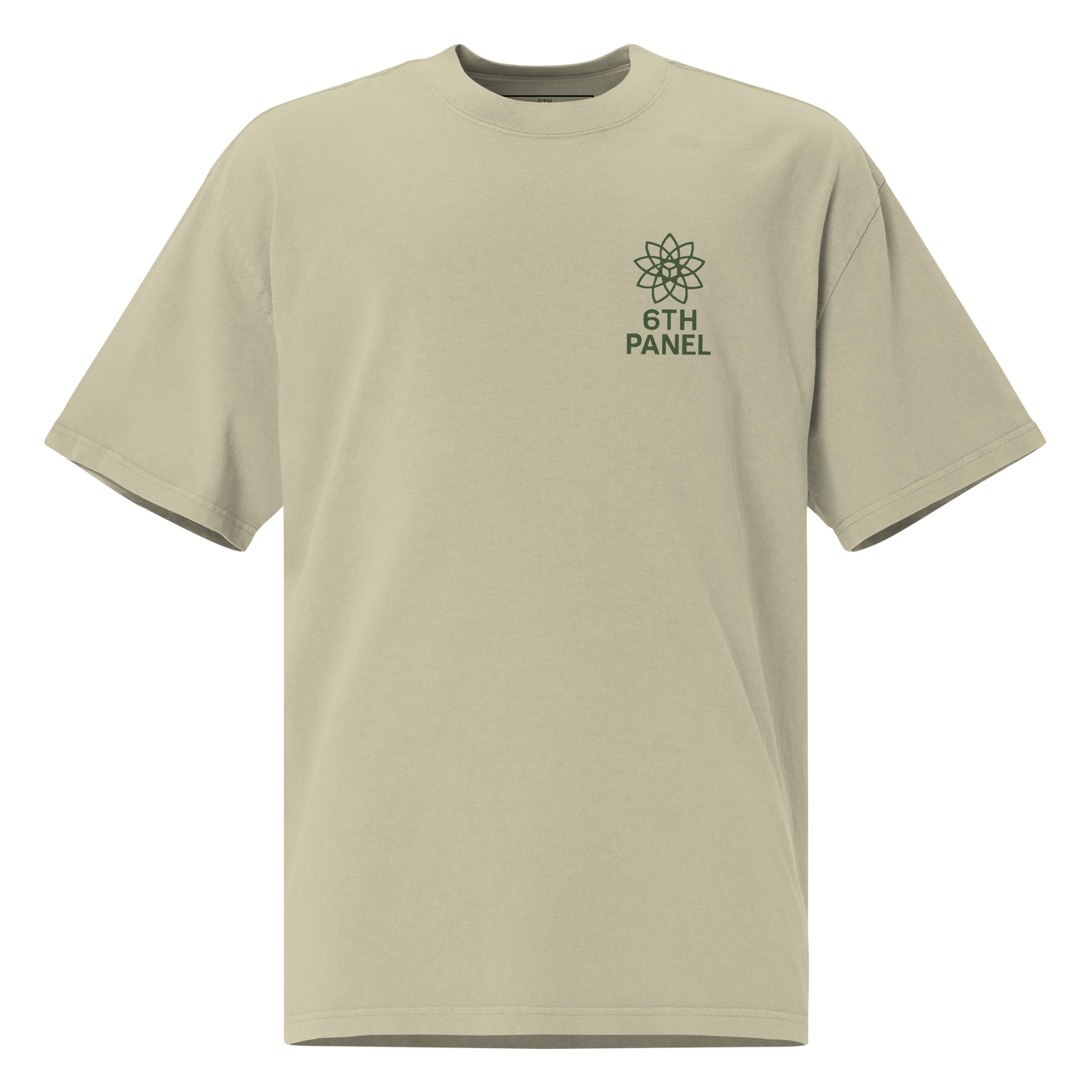 6th Panel Lotus Tee in faded eucalyptus, front chest logo