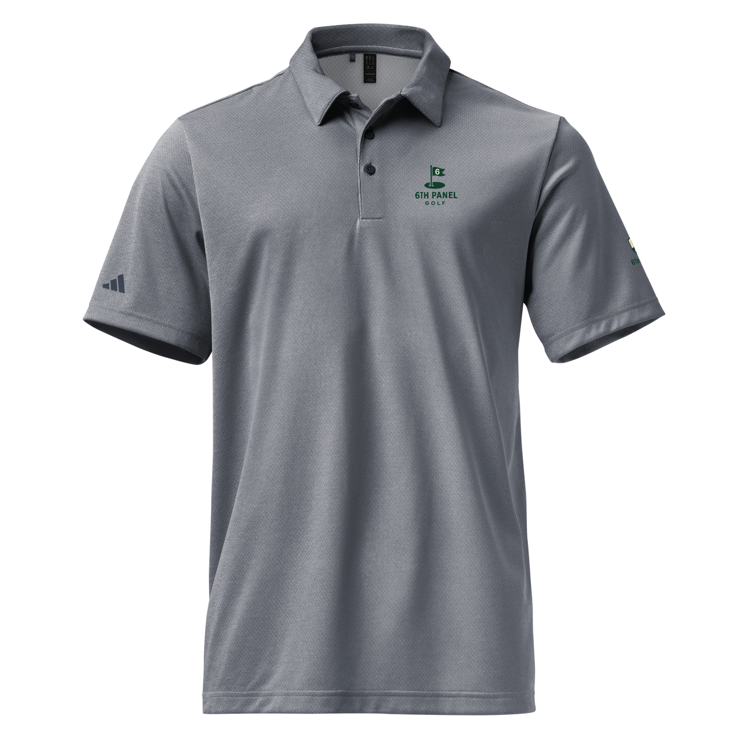6th Panel Pin Polo in melange performance fabric with three-button placket and regular fit for golf and casual wear