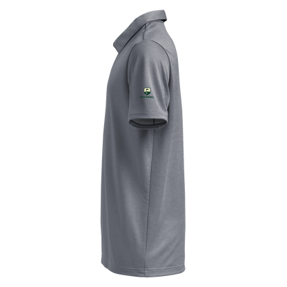 6th Panel Pin Polo in melange performance fabric with three-button placket and regular fit for golf and casual wear