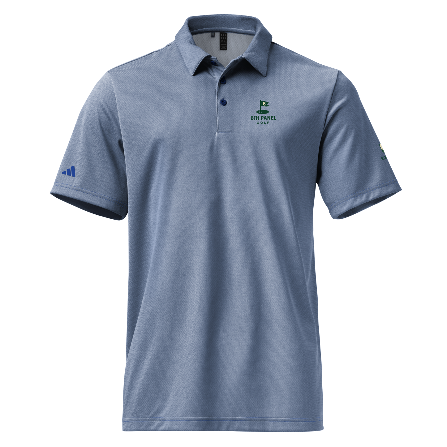 6th Panel Pin Polo in melange performance fabric with three-button placket and regular fit for golf and casual wear