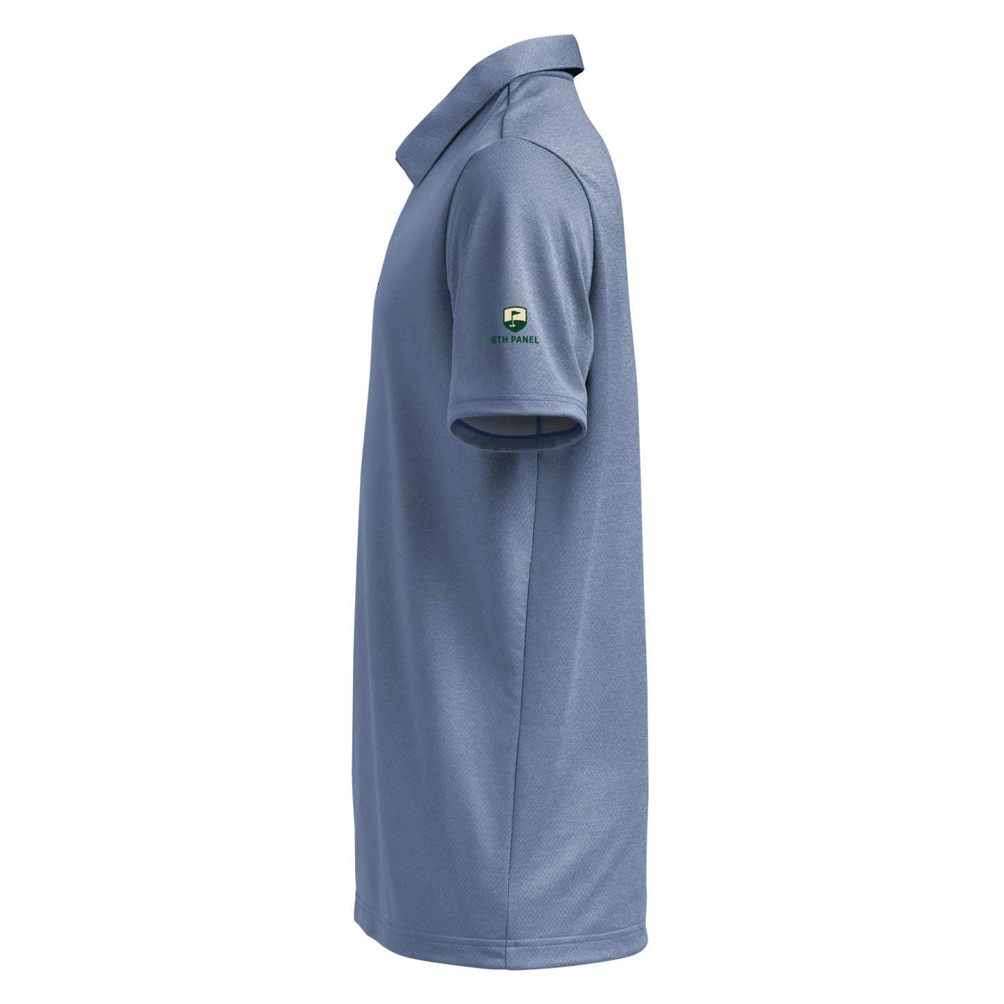 6th Panel Pin Polo in melange performance fabric with three-button placket and regular fit for golf and casual wear