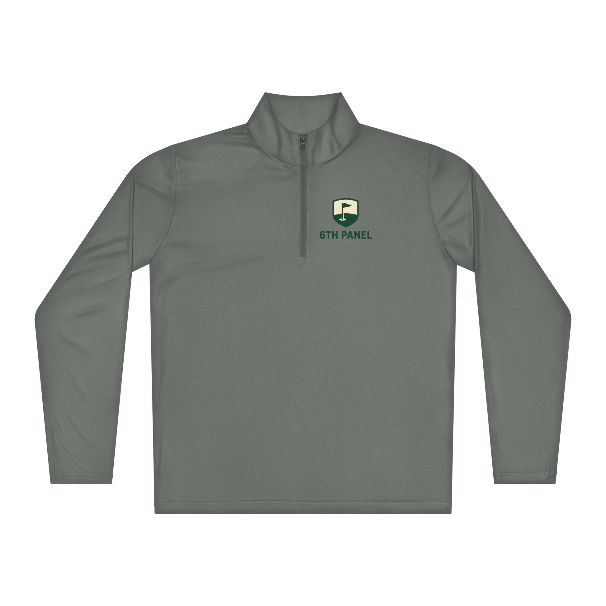 6th Panel Quarter-zip Pullover in grey concrete lightweight moisture-wicking golf layer
