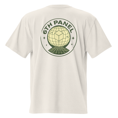 6th Panel Worldwide Panel Tee in faded bone, back globe graphic