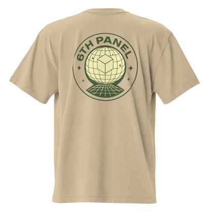 6th Panel Worldwide Panel Tee in faded khaki, back globe graphic